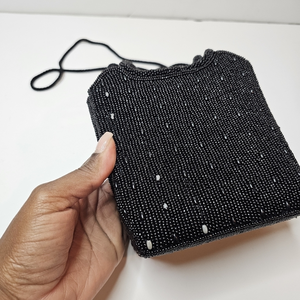 Valerie Stevens Black Beaded Small Handbag Vintage Womens - Picture 16 of 16
